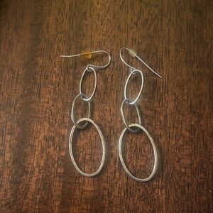Vintage Silver Linked Oval Drop Earrings - not sure the amount of silver,not 925